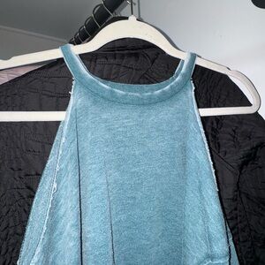 American Eagle Outfitters Teal/White Off The Shoulder Sweater